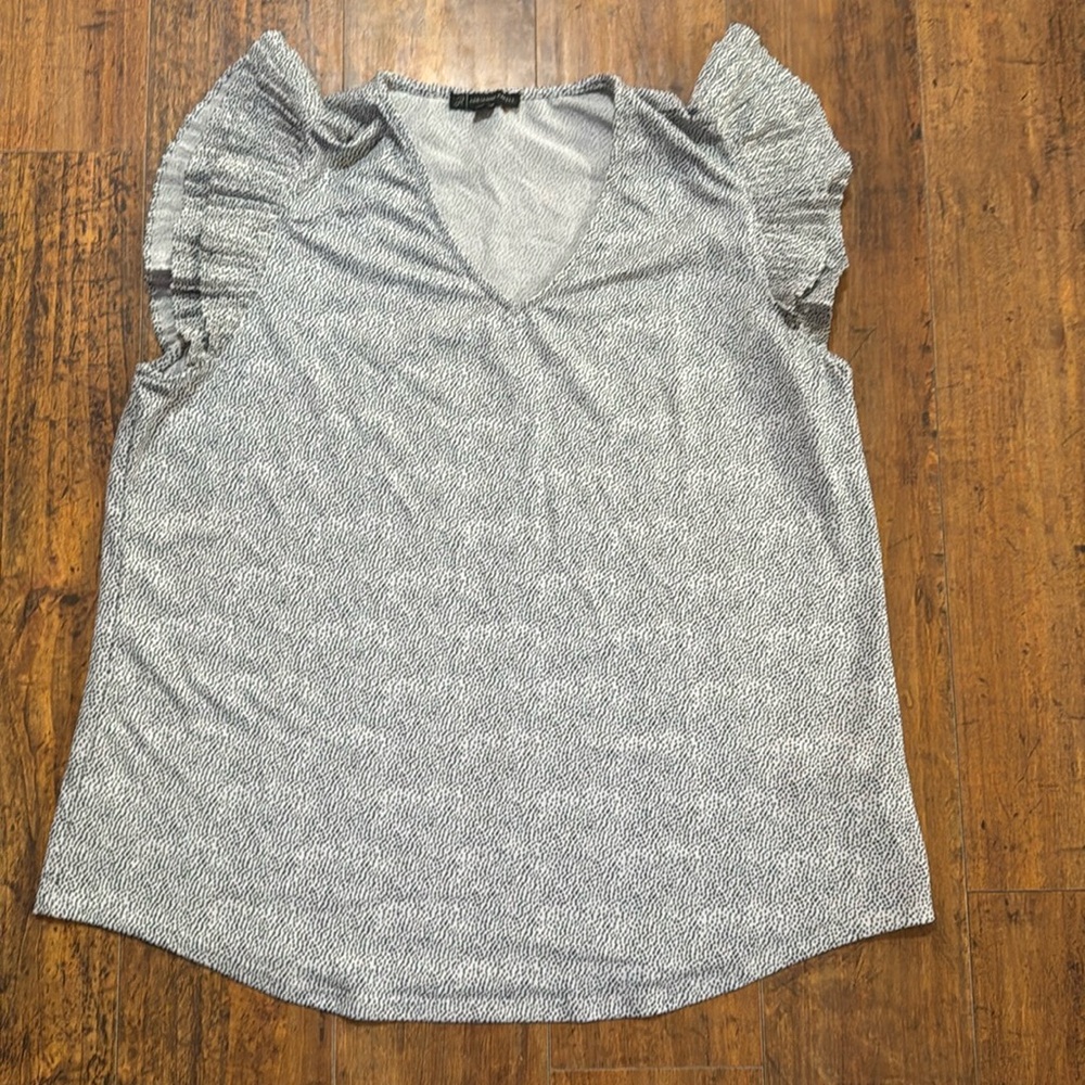 Adrianna Papell white with black spotted blouse